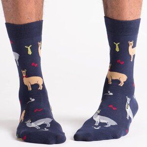 Sock It To Me Llama Drama Men's Crew Length Socks Modcloth